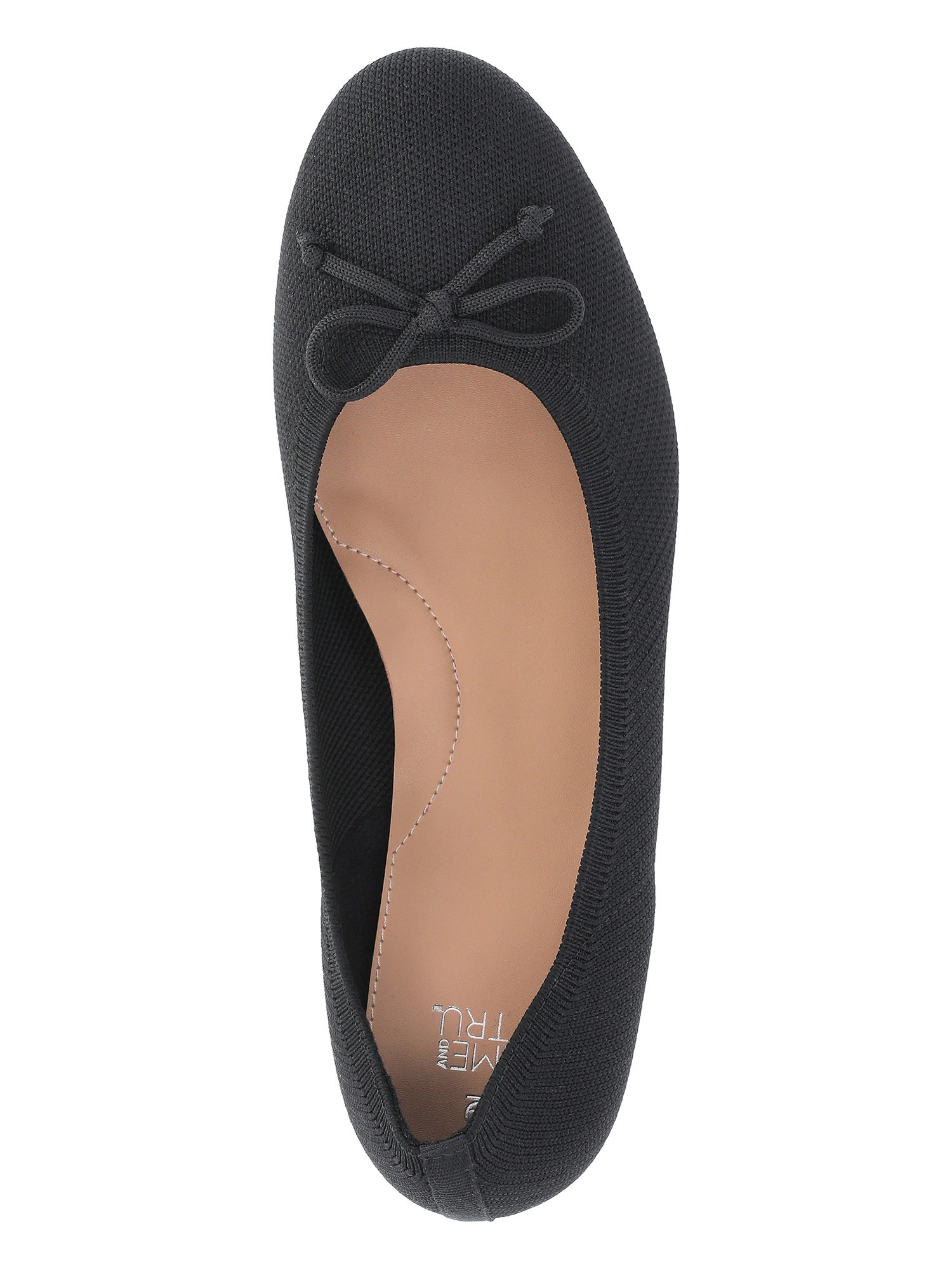 Time and Tru Women's Comfort Knit Ballet Flat, Black photo 4
