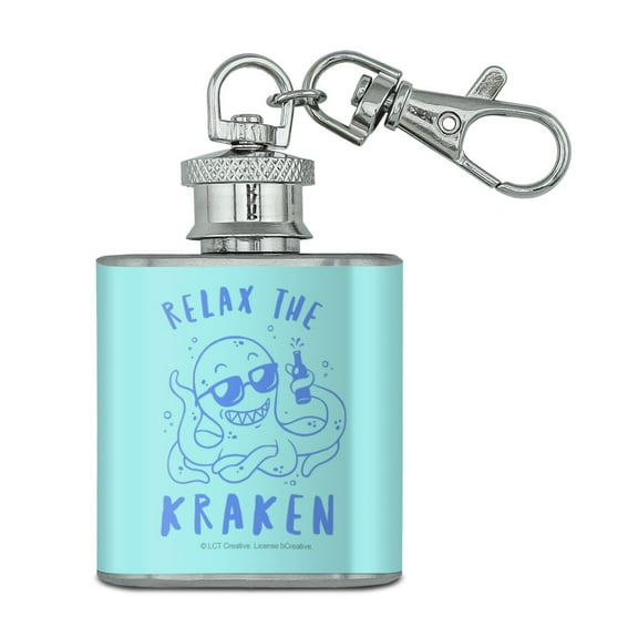 Relax the Kraken Funny Humor Stainless Steel 1oz Mini Flask Key Chain