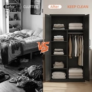 Marcree Metal Storage Cabinet with Lock, Black 71” Steel Storage Wardrobe Cabinet, Employees Locker Closet Clothing Coat Steel Wardrobe Cabinet with Hanging Rod for Garage, Gym, Home Office