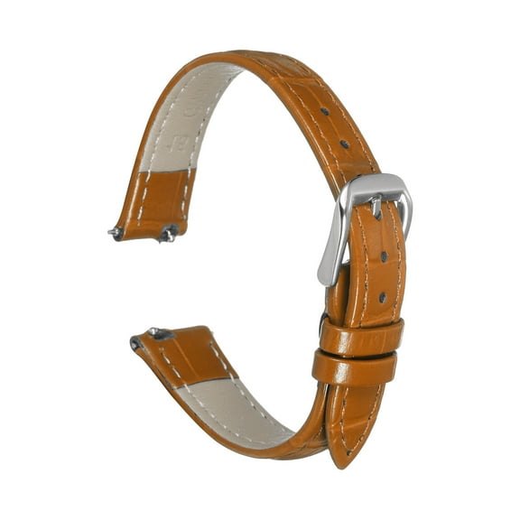 Uxcell Quick Release Leather Watch Band 15mm Embossed Pattern Leather Watch Strap Replacement for Men Women, Coffee