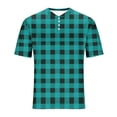 thumbnail image 5 of Cmfcve Round Neck T-shirts for Men Plaid Button Top Blouses Short Sleeve Pullover Work Tee Tops, 5 of 5