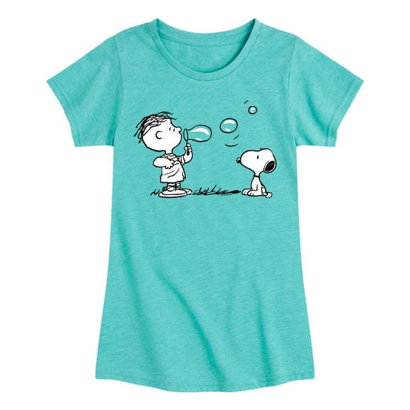 HYBRID APPAREL - Peanuts - Rerun And Snoopy Bubbles - Toddler & Youth Girls Short Sleeve Graphic T-Shirt