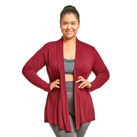 1 Womens Plus Cardigan Sweater Long Sleeve Open Front Jacket Casual XL Burgundy