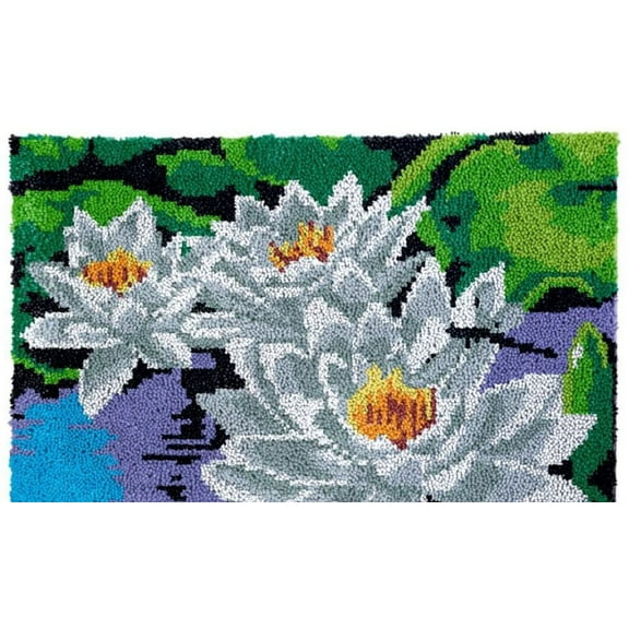 Rug Making Latch Hooking Kit | White Lotus (5 sizes available)