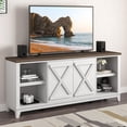 thumbnail image 3 of 70" TV Stand w/ Patterned Doors & Two-Tone Finish Fits TVs up to 75" - White, 3 of 11