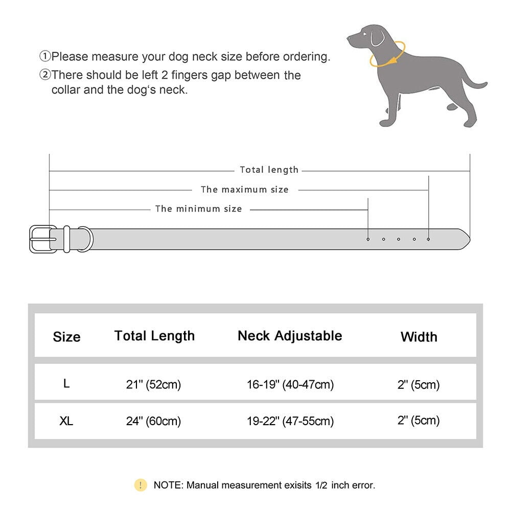 Beirui 2 inch Wide Padded Genuine Leather Dog Collar Strong Heavy Duty Studded Collars Adjustable for Medium Large Dogs German Shepherd