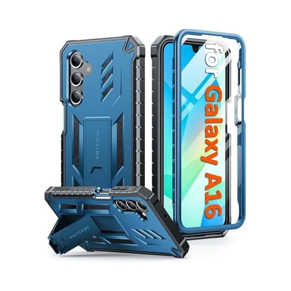 for Samsung Galaxy A16 5G Case: with [Built-in Screen Protector & Kickstand] [Military-Grade Drop Protection] Heavy Duty Protective Full Body Shockproof TPU Phone Cover Blue