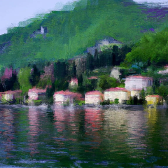 Lake Como Landing Painting II - 12" x 12" Art Print