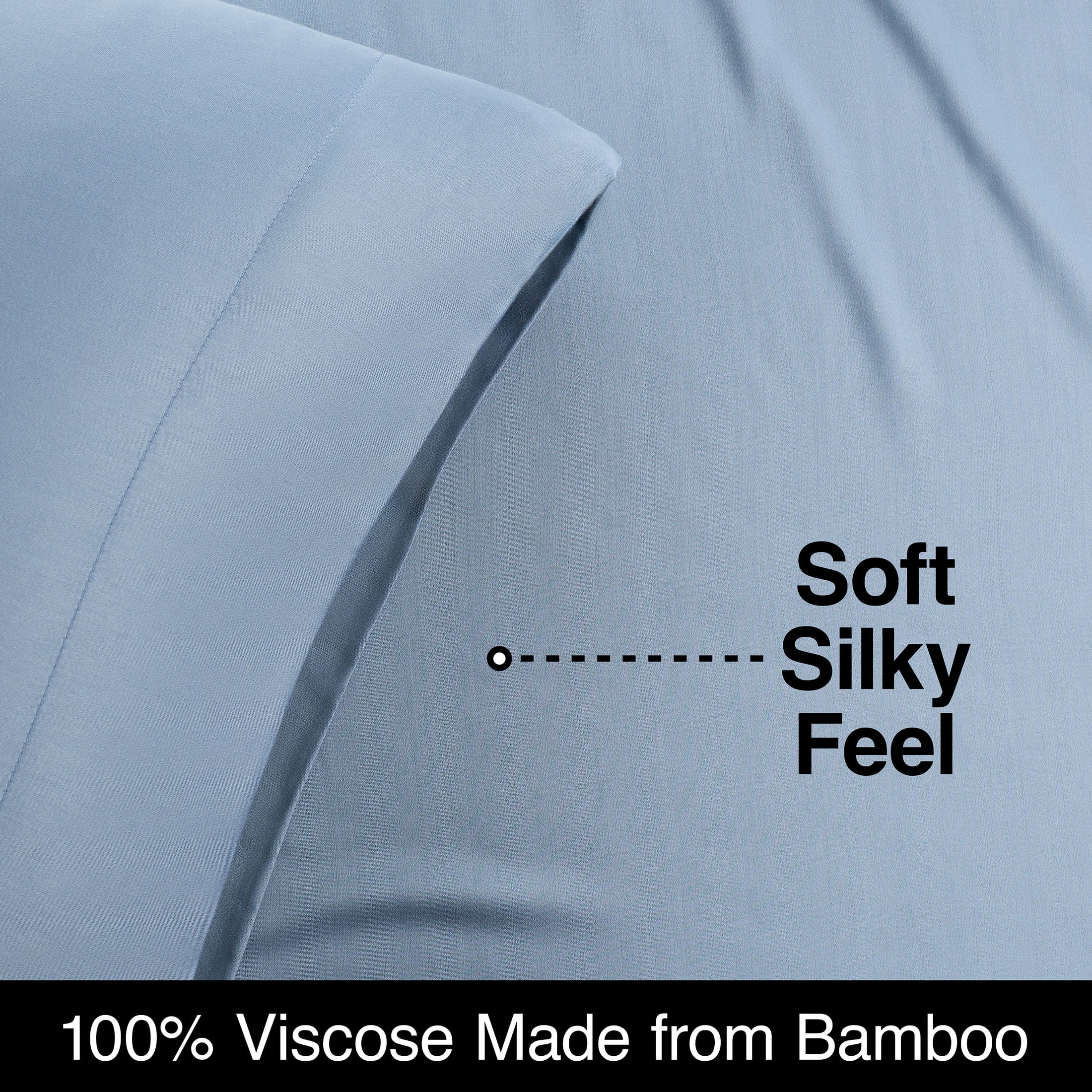 Allswell Soft & Silky 4-Piece Blue Illusion Rayon Derived from Bamboo Sateen Bed Sheet Set, Full
