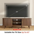 thumbnail image 4 of Laintene 59" TV Stand with Power Outlet for TVs up to 65 Inch, Entertainment Center with Storage and Adjustable Shelves, Modern Media Console with Sliding Doors for Living Room, Walnut, 4 of 11
