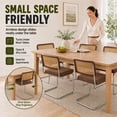 thumbnail image 6 of SESSLIFE Dining Chairs Set of 2, Rattan Cane Back Dining Room Chairs with Linen Upholstered Seat, Cantilever Kitchen Chairs with Chrome Frame, 300 lbs,Coffee, 6 of 10