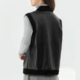 thumbnail image 2 of Pounoo Womens Leather Cropped Puffer Vest Winter Faux Leather Zip Up Sleeveless Jacket Winter Warm Thick Sleeveless Waistcoat Gift, 2 of 7
