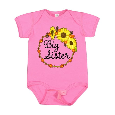 

Inktastic Big Sister Sunflower Wreath Gift Baby Boy or Baby Girl Bodysuit