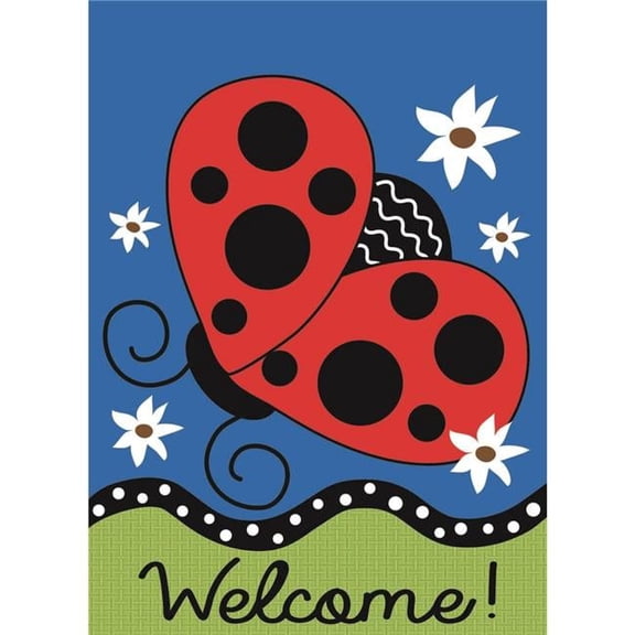 Magnolia Garden Flags M000004 29 x 42 in. Ladybug Welcome Burlap Garden Flag, Large