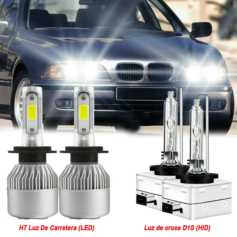 For 08-10 BMW X3 06-08 H7 LED High Beam and D1S Xenon HID Low Beam Headlights - Walmart.com