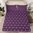 thumbnail image 2 of Feelyou Purple Bohemian Damask Bed Sheets, Tribal Gothic Cat King Sheets, 4pcs, 2 of 7