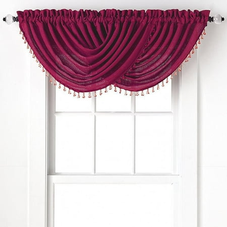 - 2-Pack: Beaded Emerald Crepe Waterfall Valances - Magenta Pink