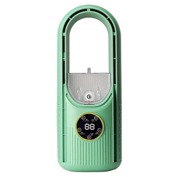 Bladeless Fan, Air Circulation Fan, 1.65Inch Smal Desktop Fan, Quiet Cooling Small Tower Fan, Portable Desk Fan, Rechargeable Powered Long Lasting Cooling Blows Cold Air with Mist Humidifier, Green