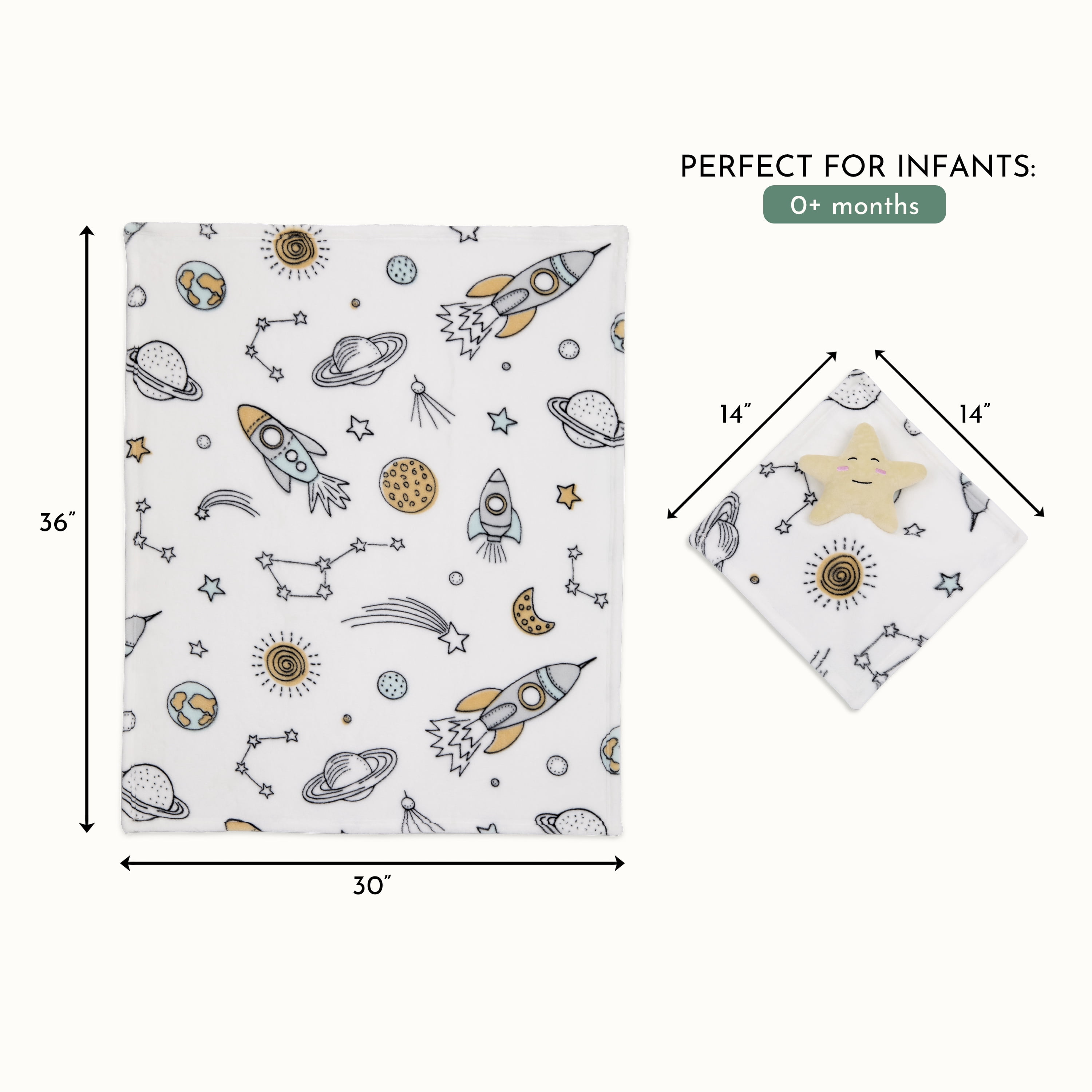 Evolur AstroNap Blanket 2 pc Gift Set - Blanket with Lovey Space Print