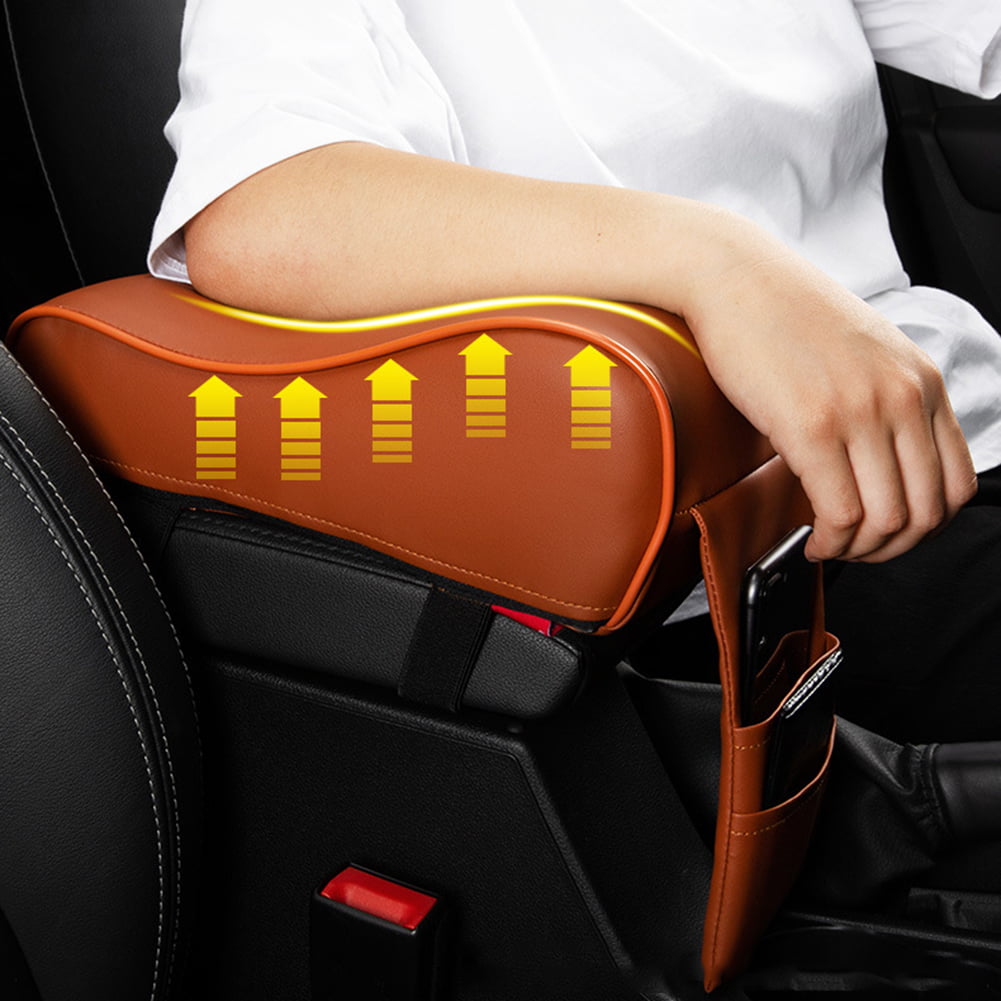 Supicity Car Armrest Pad Car Heightened Pad Central Console Pad Comfortable Leather Memory Cotton Driving Cushion