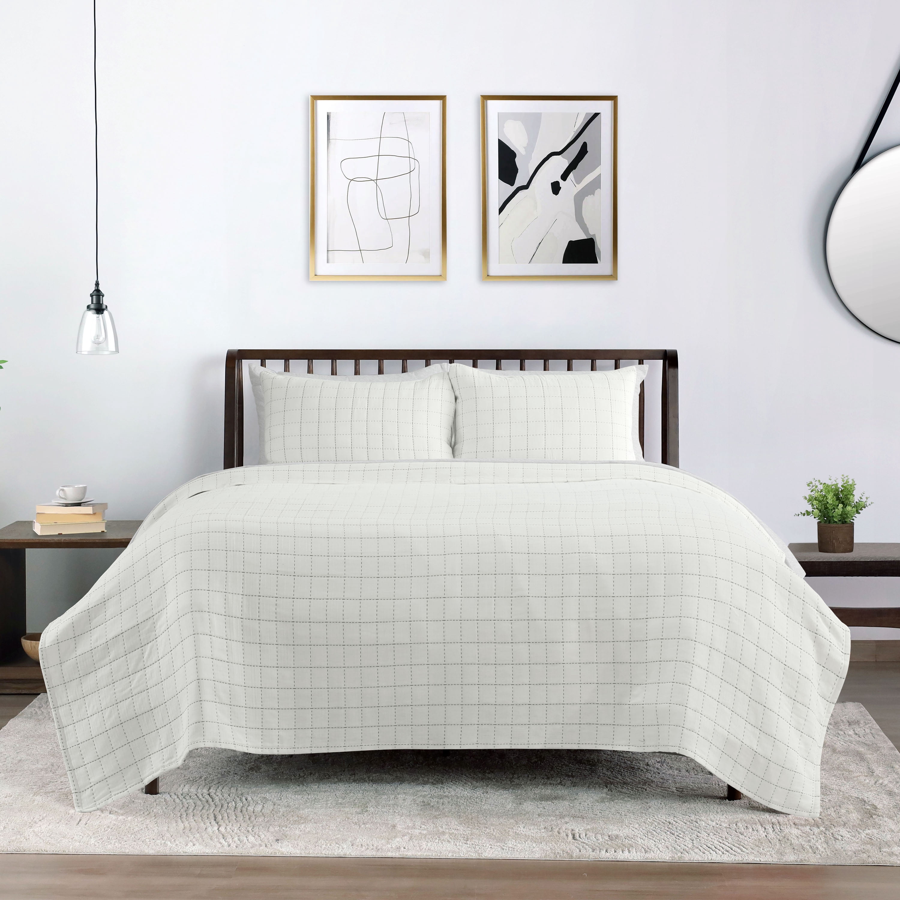 Vellux Yukon Quilted Coverlet Set, King, Ivory
