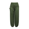 thumbnail image 5 of Itsame Comfortable Loose Pants for Womens Comfortable Solid Color Bound Feet Relaxed High Waisted Wide Leg Sweatpants Army Green Size L, 5 of 8