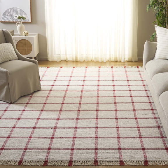 Safavieh Montauk Bevin Checkered Area Rug, Ivory/Red, 9' x 12'