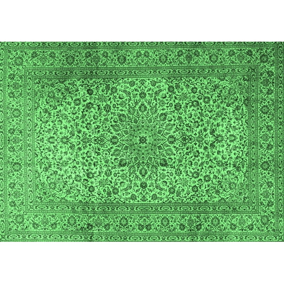 Ahgly Company Indoor Rectangle Persian Emerald Green Traditional Area Rugs, 7' x 10'