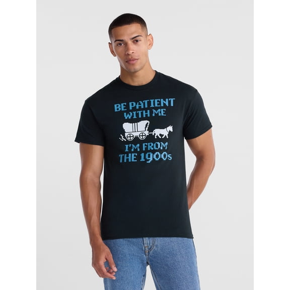Humor Men's and Big Men's 1900s Graphic Cotton Tee with Short Sleeves, Sizes S-3XL