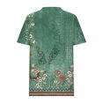 thumbnail image 4 of Women's Tshirts Short Sleeve Floral Print Tee Shirts Casual Summer Trendy Pleated Crewneck Dressy Tunic Tops (XL, Green 02), 4 of 5