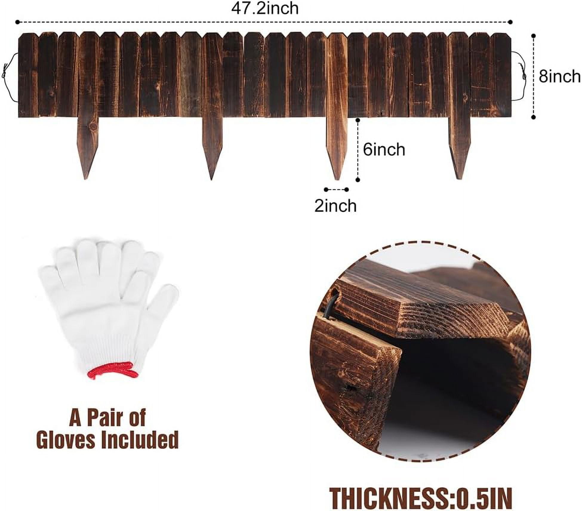 2 Pack Garden Wooden Fence Anti-Corrosive Outdoor Landscape Edging Flexible Decorative Border with Gloves