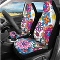 thumbnail image 2 of HUIACONG Car Seat Covers for Women Full Set Hippie Flower Car Accessories Seat Covers with Seat Belt Covers Armrest Cover Steering Wheel Cover Headrest Cover Coaster Keychain 14 Pcs Universal Fit, 2 of 8