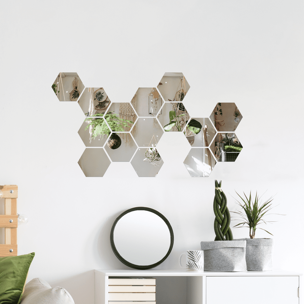 Hexagon Mirrors for Wall Decals, Mirror Wall Decor for Bedroom Living