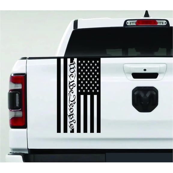 AnyStickerYouWant We The People Regular American USA US Flag Truck Tailgate Vinyl Decal Preamble of The US Constitution Decal Compatible with Most Pickup Trucks Rear Car Sticker