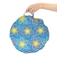 thumbnail image 2 of Floral Yellow Round Floor Cushion with Handle, Exotic Dot Plumeria Petals on Mosaic Backdrop, Decorative Pillow for Living Room & Dorms, 18" Round, Sky Blue Yellow, by Ambesonne, 2 of 4