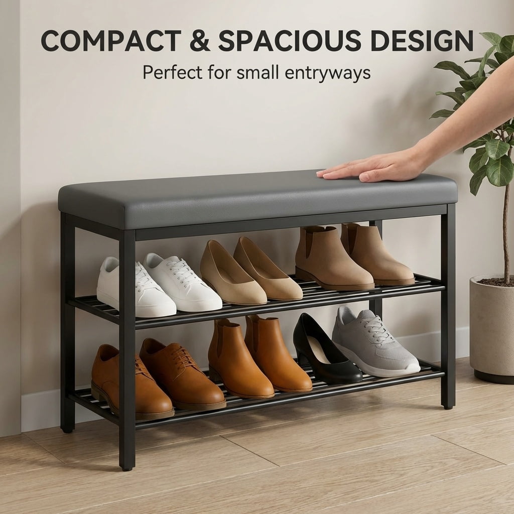 USTECH 3-Tier Shoe Rack, Metal Storage Organizer for Entryway or Closet, Pack of 2