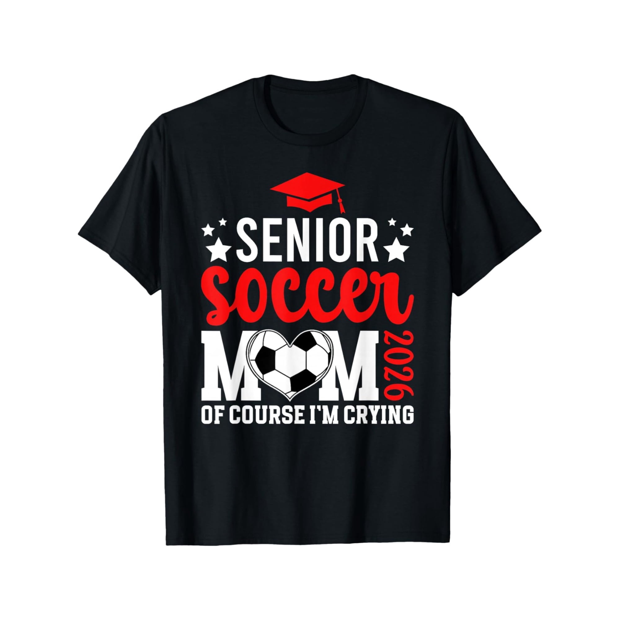 Senior Soccer Mom 2026 Graduation T-Shirt Funny Proud Mother Sports Fan Tee Retro Class of 2026 Heart Soccer Graphic Apparel