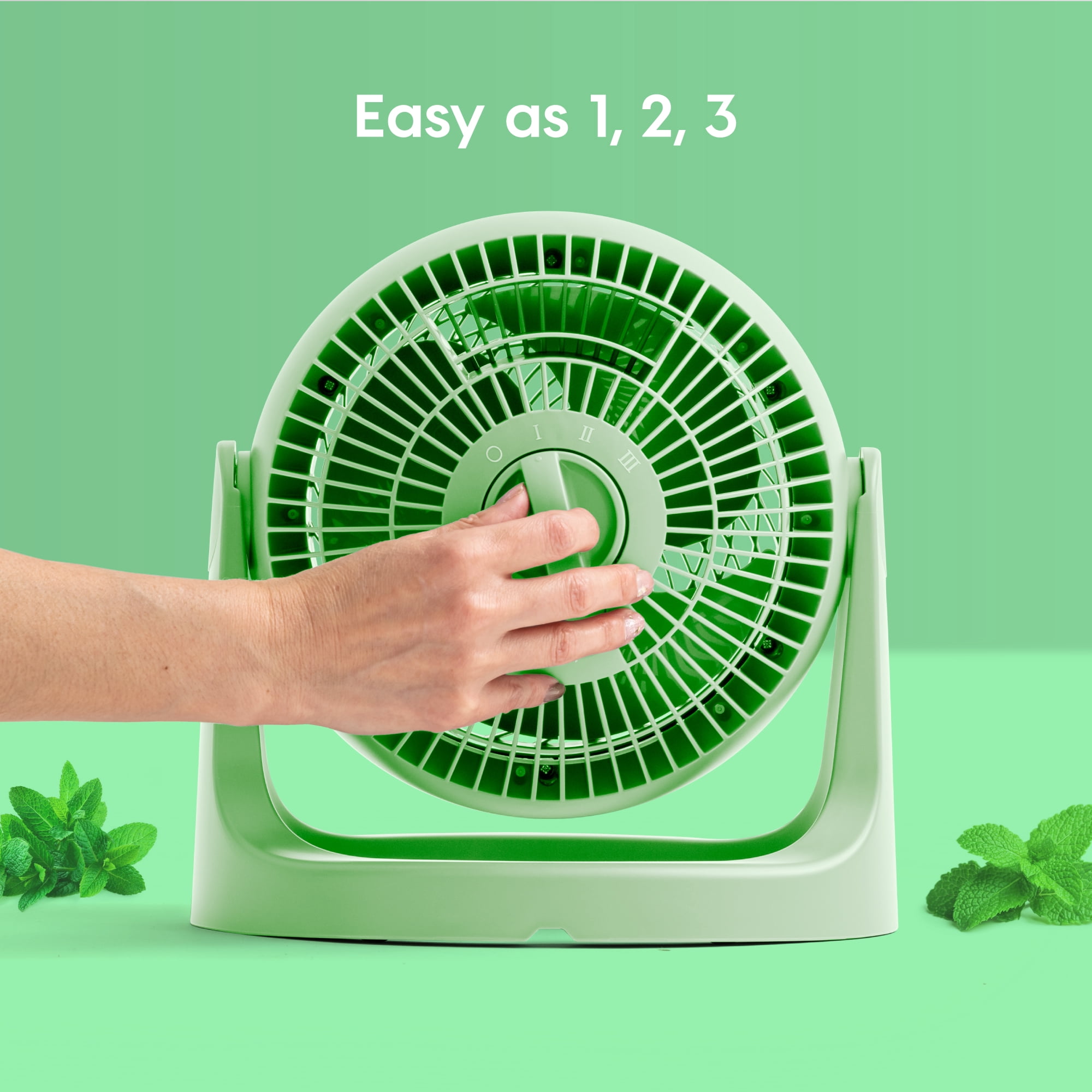 IRIS 2 Pack WOOZOO Circulator Fan, Table Air Circulator, Desk Fan, 3 Speeds, 52ft Max Air Distance, 11.5 Inches, 360° Adjustable, Low Noise, Green