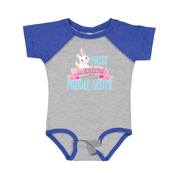 Inktastic Most Magical Middle Sister- cute unicorn Girls Baby Bodysuit