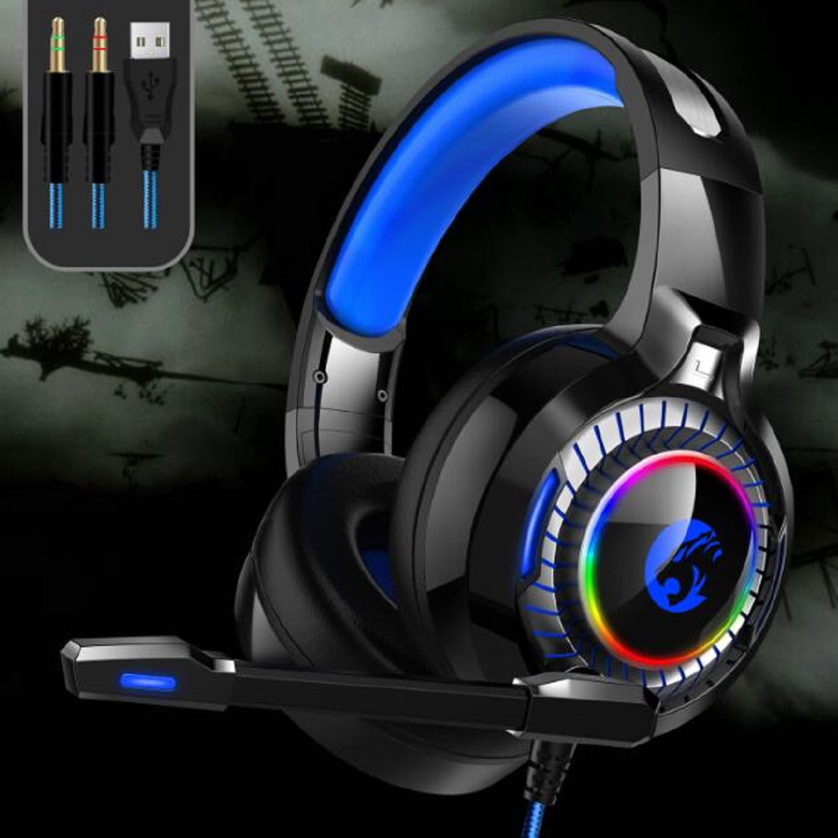 3.5mm K15 Gaming Headset MIC LED Headphones for PC Laptop PS4 PS5 Pro Xbox One S 