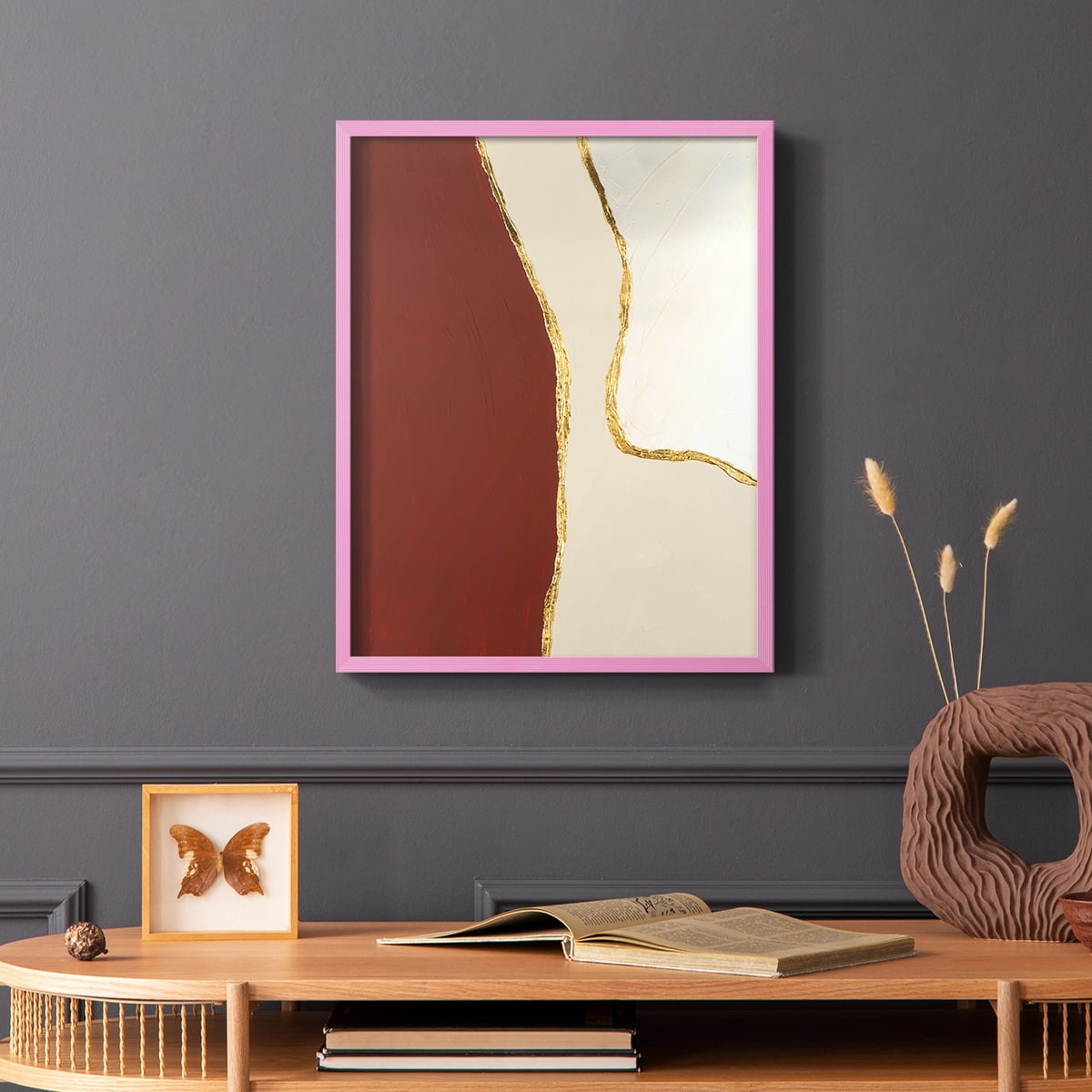 Allspice I Framed Print in Pink Solid Wood Framed Print No Nail Hanging