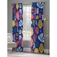 thumbnail image 3 of Summer Ocean Sheer Curtains 96 Inch Long 2 Panels, Yellow Shell Coral Nautical Blue Background Light Filtering Rod Pocket Curtains, Sheer Voile Drapes for Living Room Bedroom, 52"x96", 3 of 8