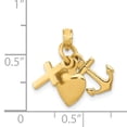 thumbnail image 2 of 14k Yellow Gold Faith Hope Charity Necklace Charm Pendant Religious, 2 of 6