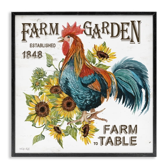 Stupell Industries French Country Farm to Table Rooster Black Framed Giclee Art, 24 x 24, by Cindy Jacobs