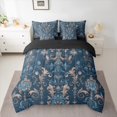 thumbnail image 2 of Feelyou Damask Flower Floral Bedding Comforter Set 7pcs, Blue Bohemian Paisley King Bedding Sets, Mid Century Fashion Reversible Bed Sheets, Lightweight Room Decor, 2 of 8