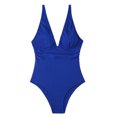 thumbnail image 2 of Women Summer Monokini Deep V-Neck Sleeveless Ribbed One-Piece Swimsuit Breathable Solid Color Quick-Drying Bathing Suit, 2 of 7