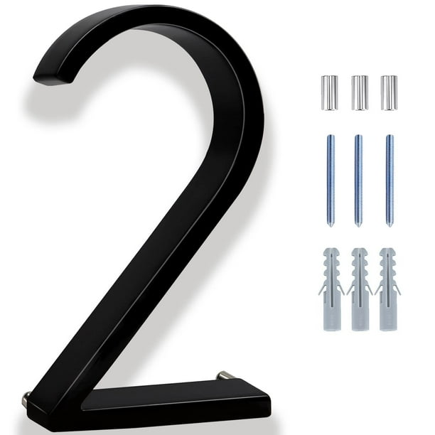 Números de casa modernos grandes de 6 pulgadas para números de dirección exterior para casa, aleación de zinc, letrero flotante de metal negro, número de casa con kit de clavos para buzones, puerta de