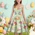 thumbnail image 2 of Easter Dresses Girls Cute Print Spaghetti Strap A-Line Dress Girls Casual Dress Size 11-12 Years Girls Clothes, 2 of 4