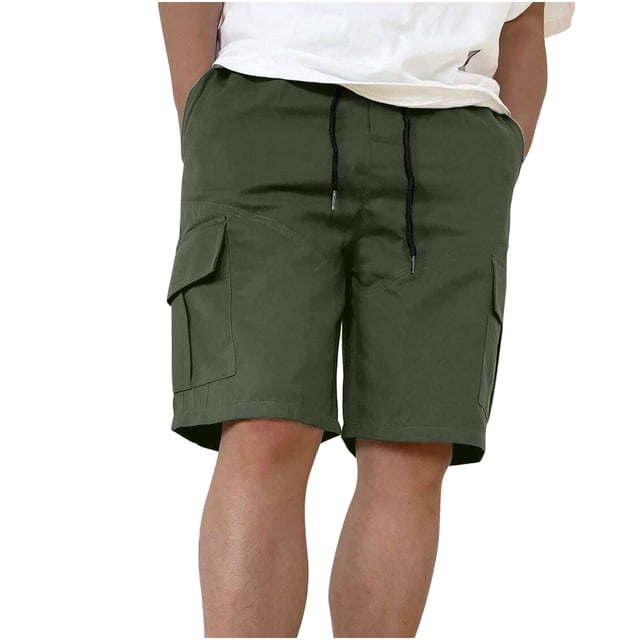 Birdeem Mens Shorts Mens Casual Solid Color Casual Drawstring Pockets Elastic Sports Shorts