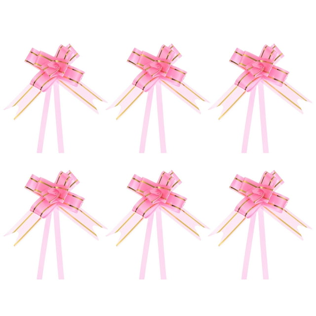 Unique Bargains 8' Pull Bows Gift Wrapping Pull Bow Gold Thread Style Baskets Present Bows Knot Ribbon Pink 100 Pcs